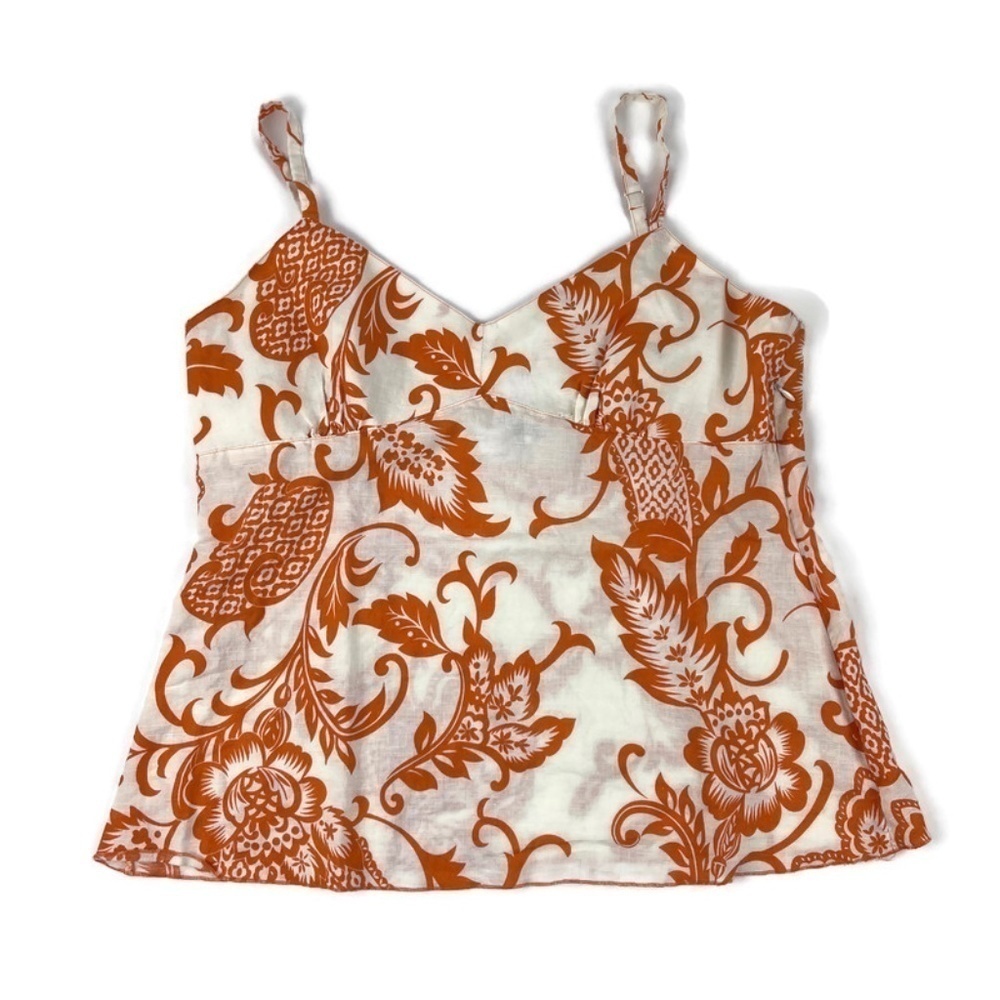 Bass Womens Sleeveless Blouse White Orange Large